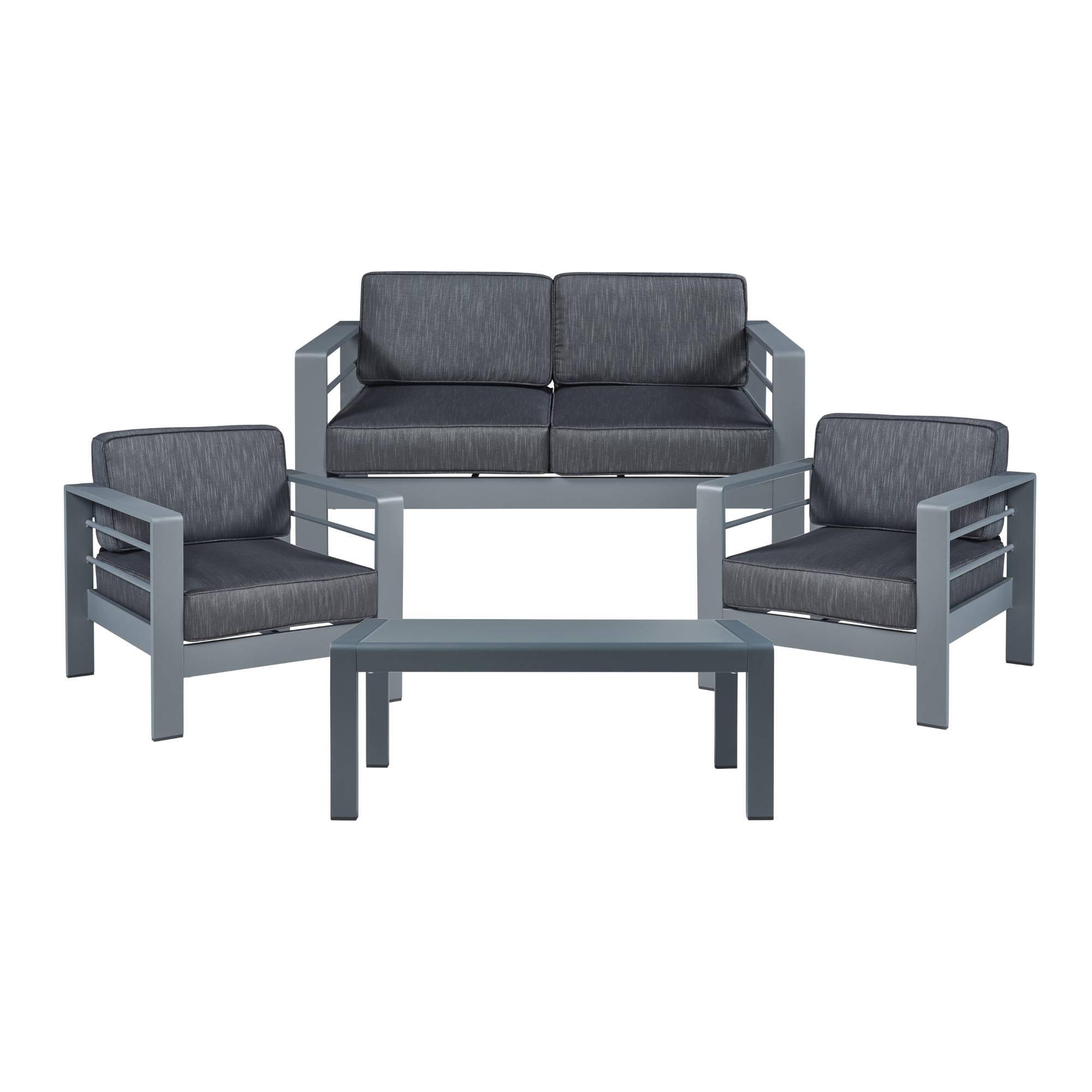 Casa.Pro - Salon de jardin 3 pièces Avise table basse fauteuil canapé anthracite gris foncé casa.pro - Imagen 1
