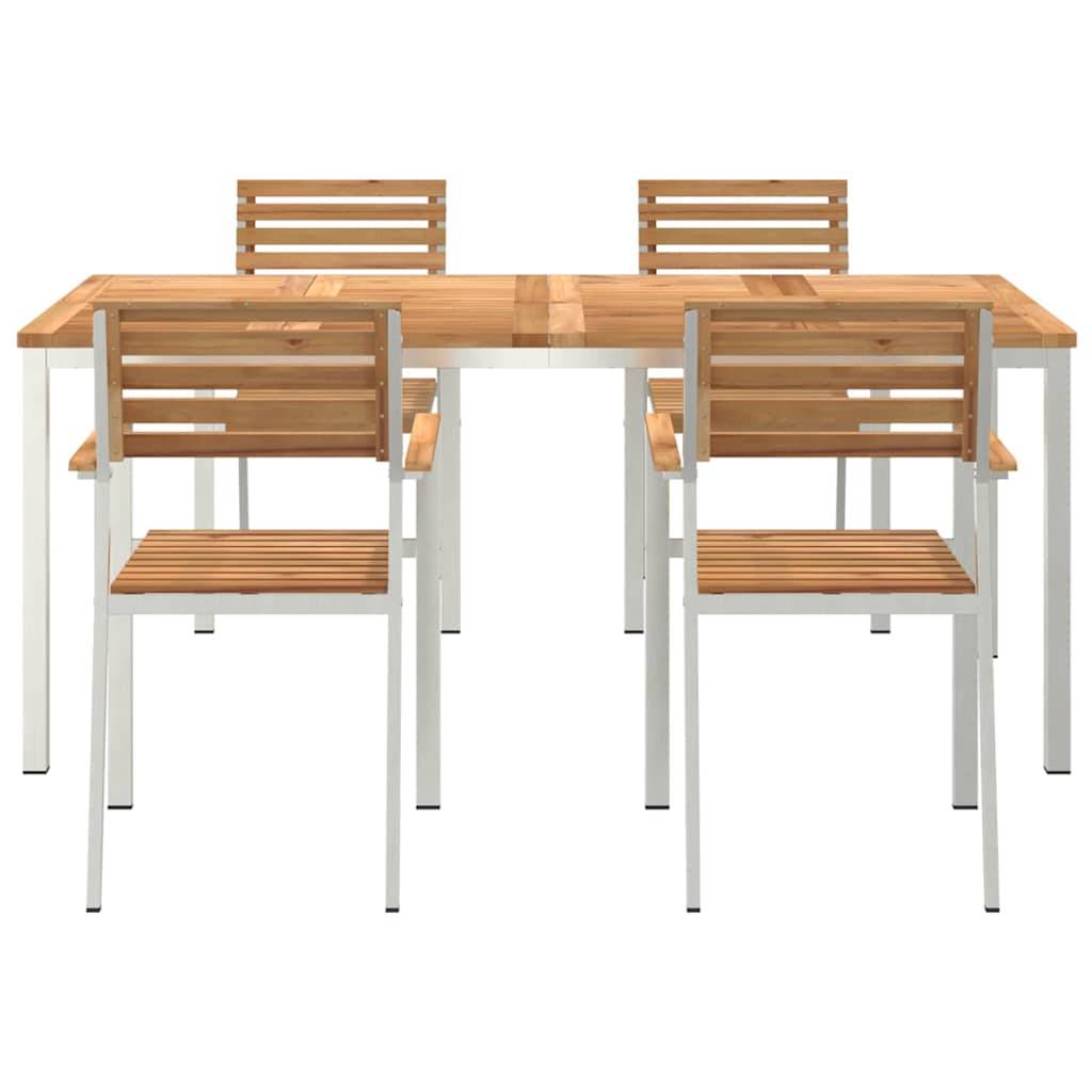 Table et Chaises de Jardin en Teck Massif 4 Places Style Moderne pour Balcon Marron – ComfortXL Outdoor Living - Image 7