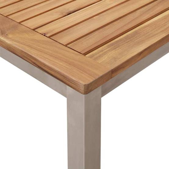 Table et Chaises de Jardin en Teck Massif 4 Places Style Moderne pour Balcon Marron – ComfortXL Outdoor Living - Image 9