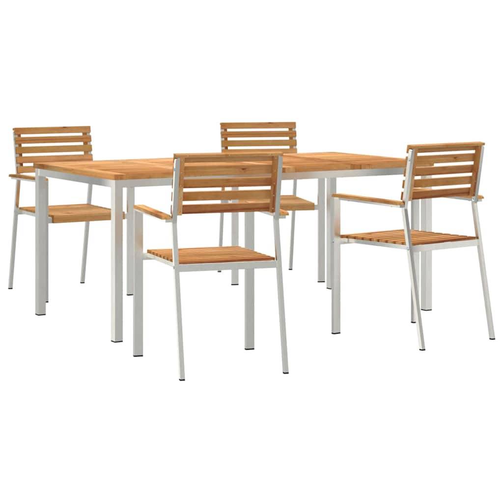Table et Chaises de Jardin en Teck Massif 4 Places Style Moderne pour Balcon Marron – ComfortXL Outdoor Living - Image 2