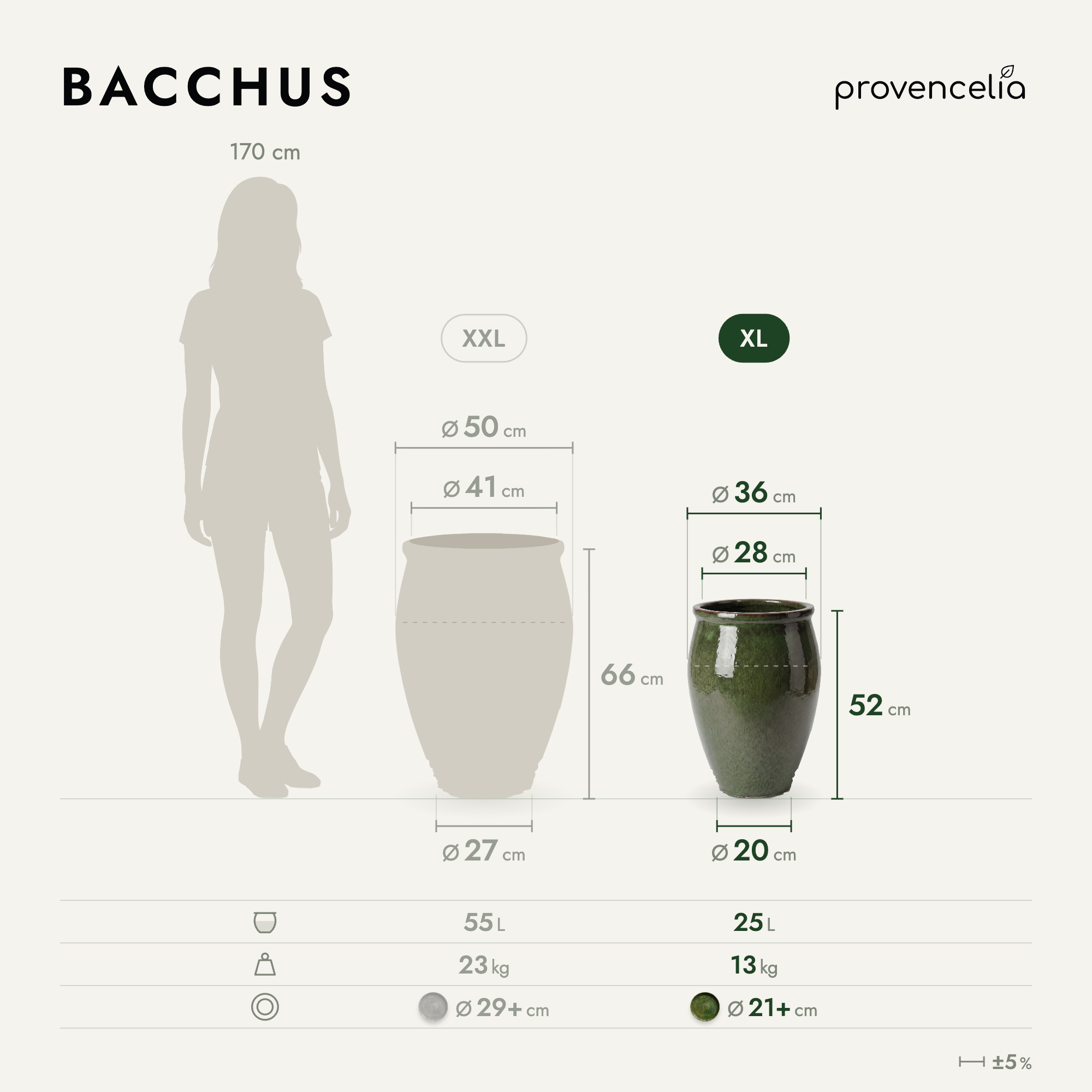 Provencelia - Pot BACCHUS 36x52cm vert tropical - Image 4