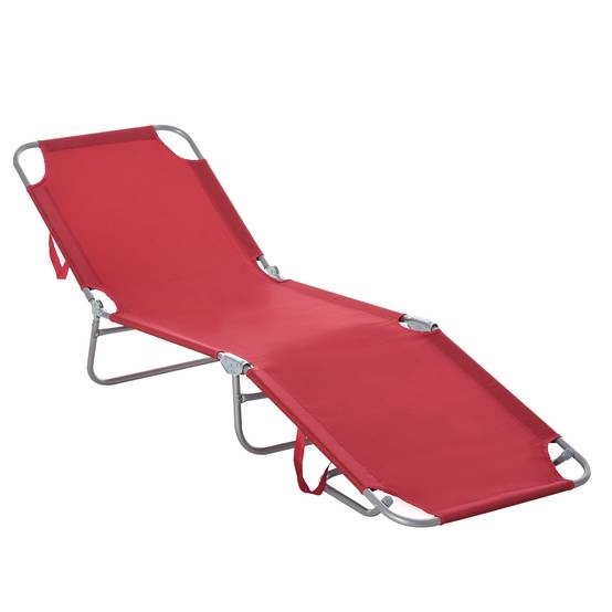 Transat de jardin pliable avec dossier réglable 5 positions, charge maximale 120 kg, pour terrasse, 187 x 55 x 24 cm, bordeaux - Image 2