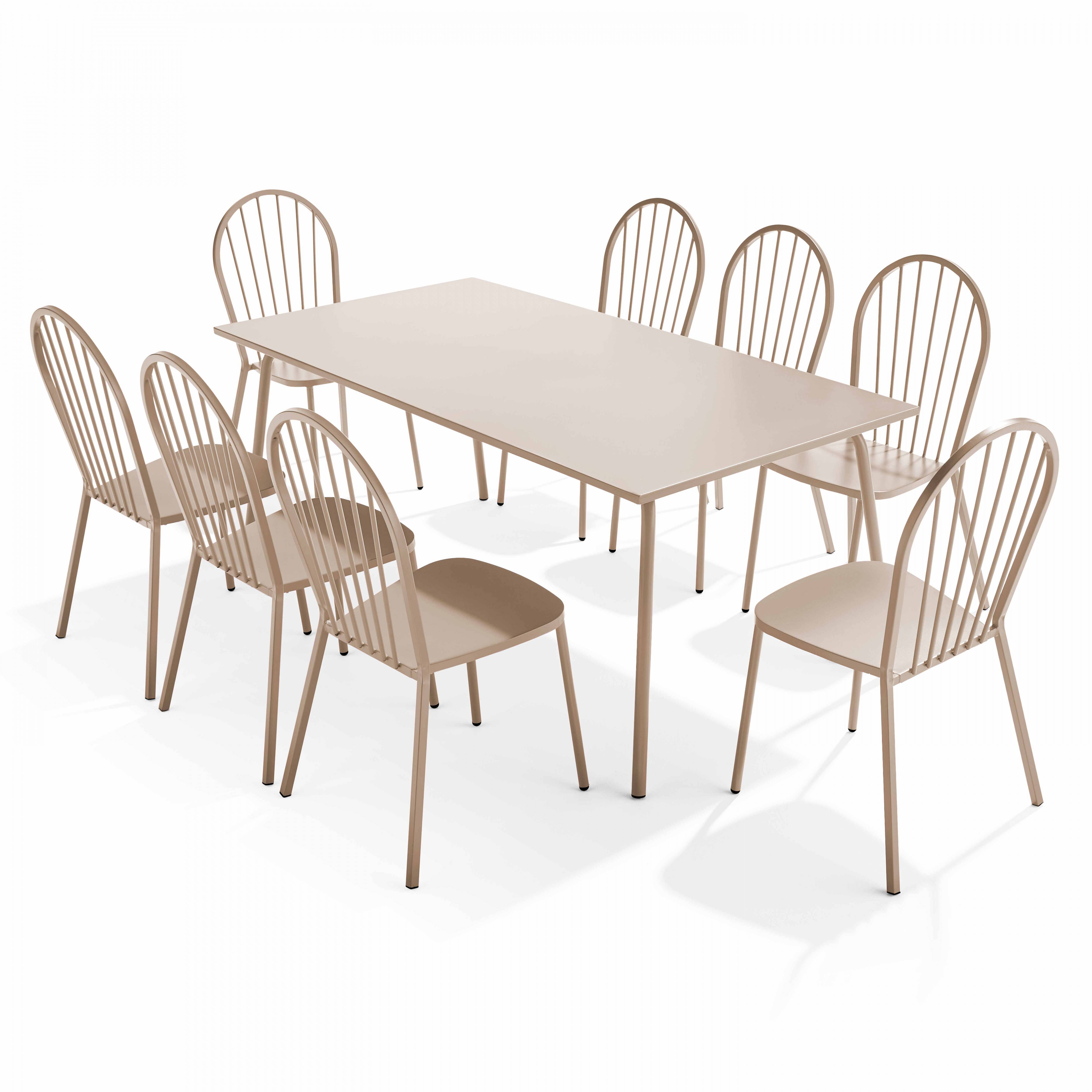 Oviala - Ensemble table de jardin et 8 chaises bistrot en acier taupe Honfleur - Oviala - Imagen 1