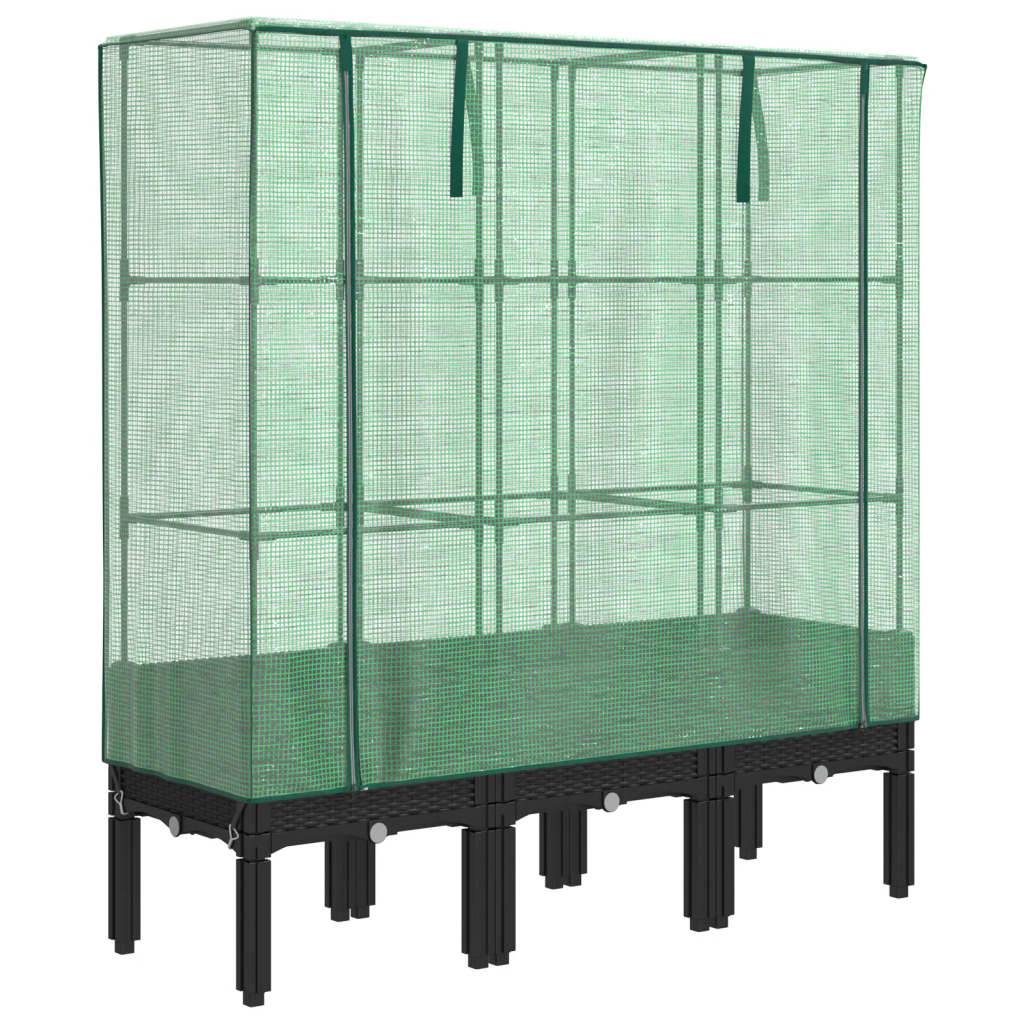 ComfortXL - Grand bac potager sur pieds 120cm avec serre aspect rotin Noir - ComfortXL Outdoor Living - Image 2