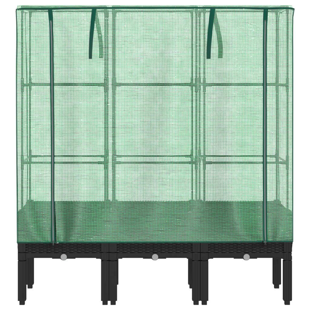 ComfortXL - Grand bac potager sur pieds 120cm avec serre aspect rotin Noir - ComfortXL Outdoor Living - Image 4