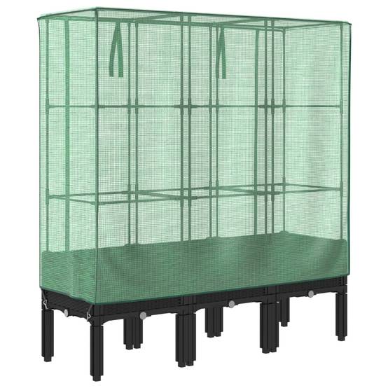 ComfortXL - Grand bac potager sur pieds 120cm avec serre aspect rotin Noir - ComfortXL Outdoor Living - Image 6