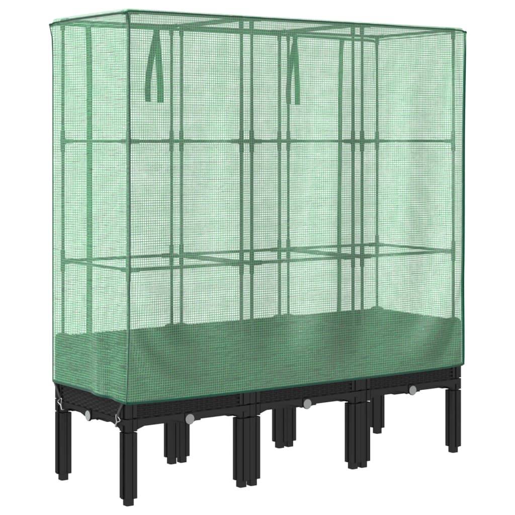 ComfortXL - Grand bac potager sur pieds 120cm avec serre aspect rotin Noir - ComfortXL Outdoor Living - Image 6
