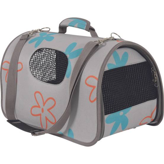Panier de transport Flower, taille M, couleur gris, pour chat ou chien. max 6 kg - Image 1