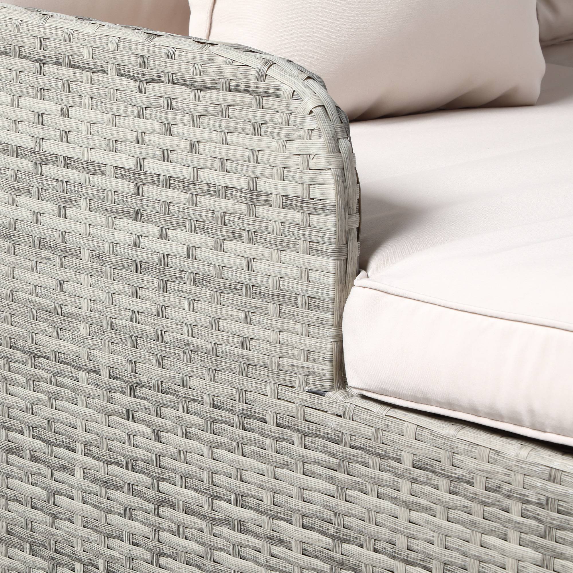 Outsunny - Lit canapé double pour jardin en résine tressée PE avec matelas, accoudoirs et 4 coussins dim. 158L x 134l x 70H cm - gris et beige - Outsunny - Imagen 7