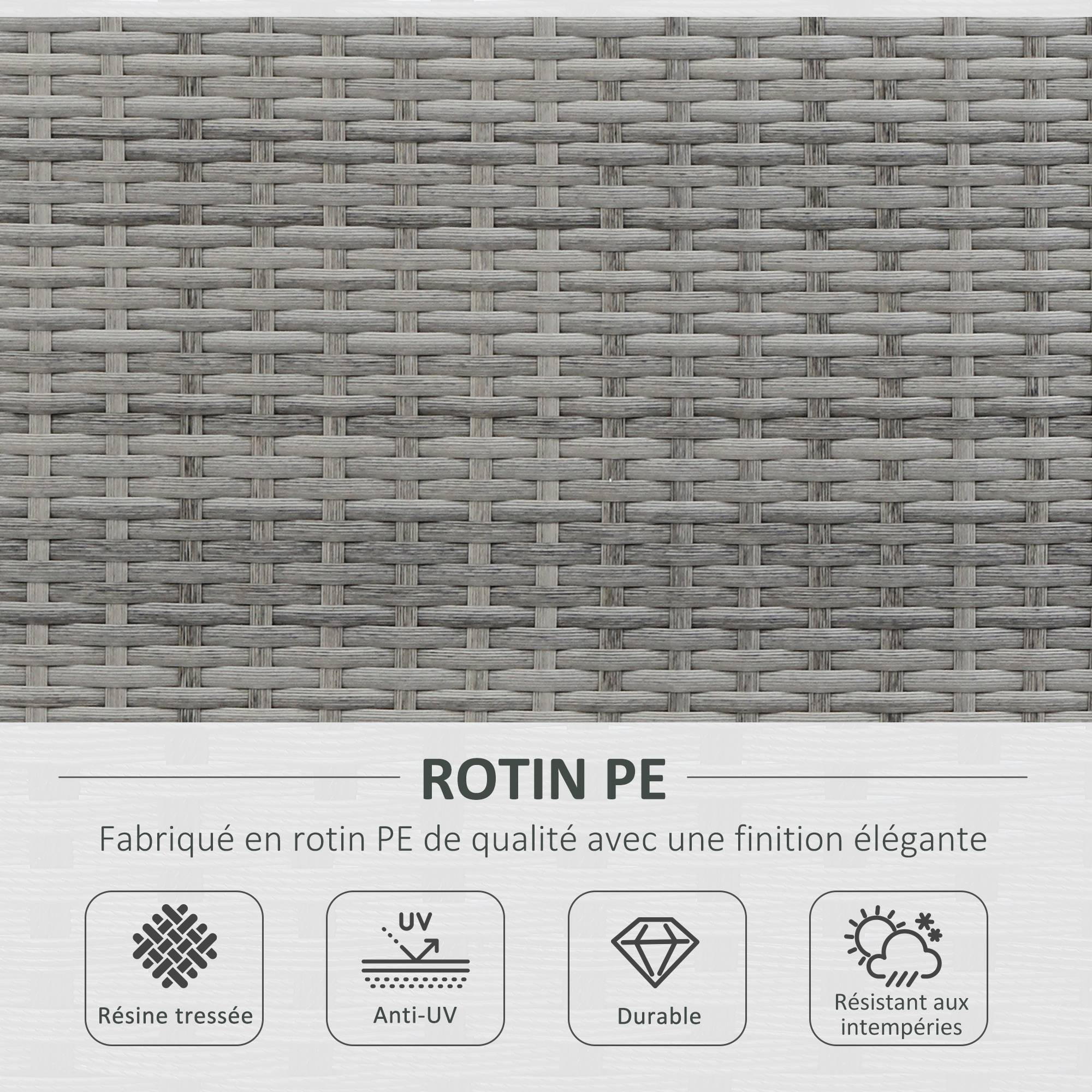 Outsunny - Lit canapé double pour jardin en résine tressée PE avec matelas, accoudoirs et 4 coussins dim. 158L x 134l x 70H cm - gris et beige - Outsunny - Imagen 4