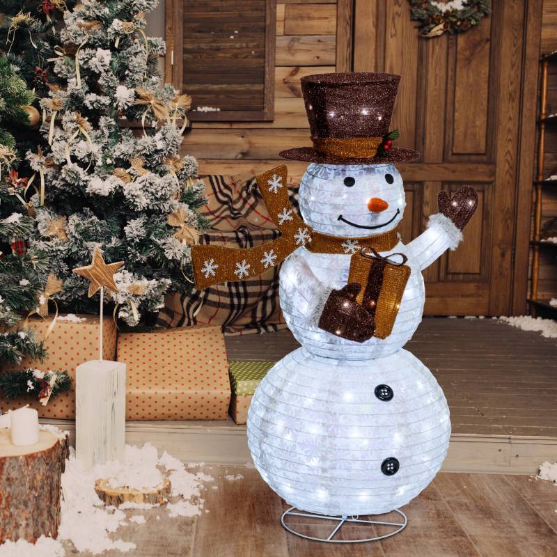 Lotti - Bonhomme de Neige repliable H125cm Led blanc froid Scintillant extérieur Professionnel Lotti - Imagen 2