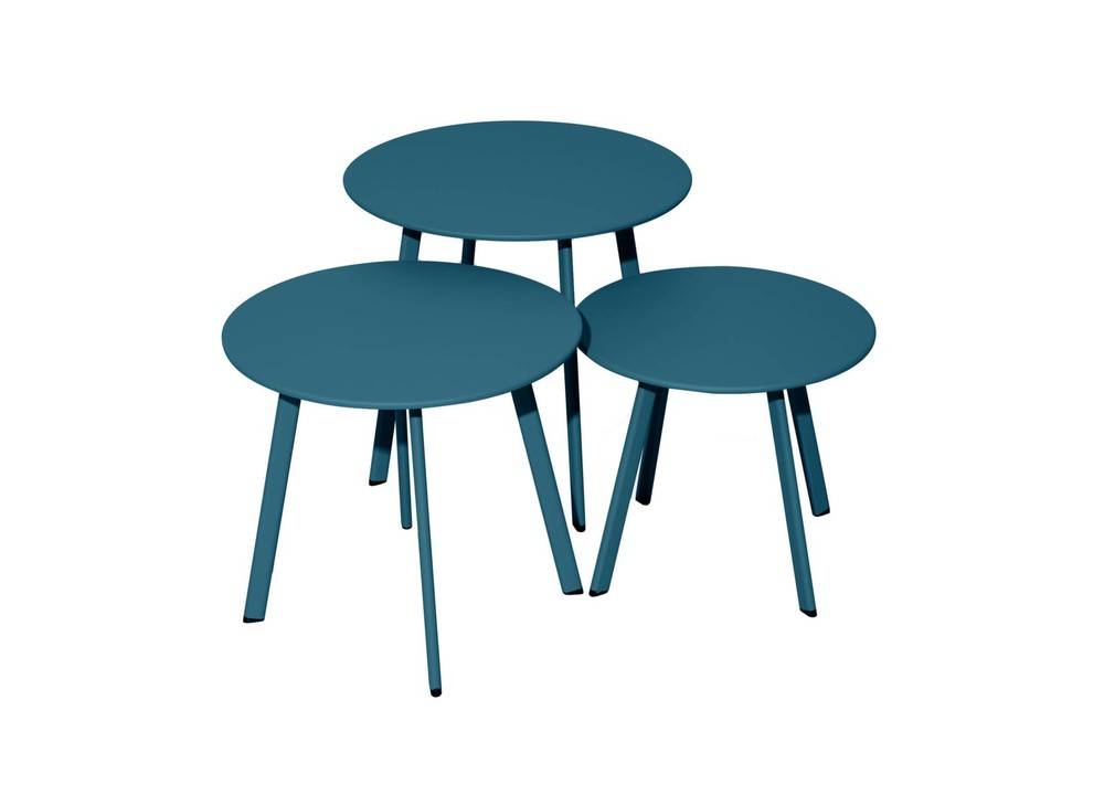 Proloisirs - Table basse de jardin Massaï ø 45 cm en acier époxy - bleu PROLOISIRS