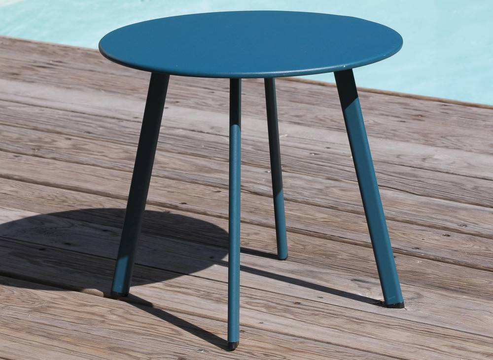 Proloisirs - Table basse de jardin Massaï ø 45 cm en acier époxy - bleu PROLOISIRS - Image 2