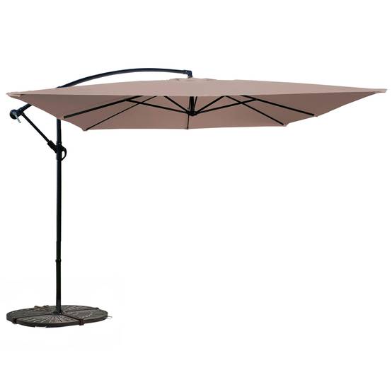 Oviala - Parasol déporté 3x3m et 4 dalles à lestées acier taupe Genova - Oviala - Imagen 1