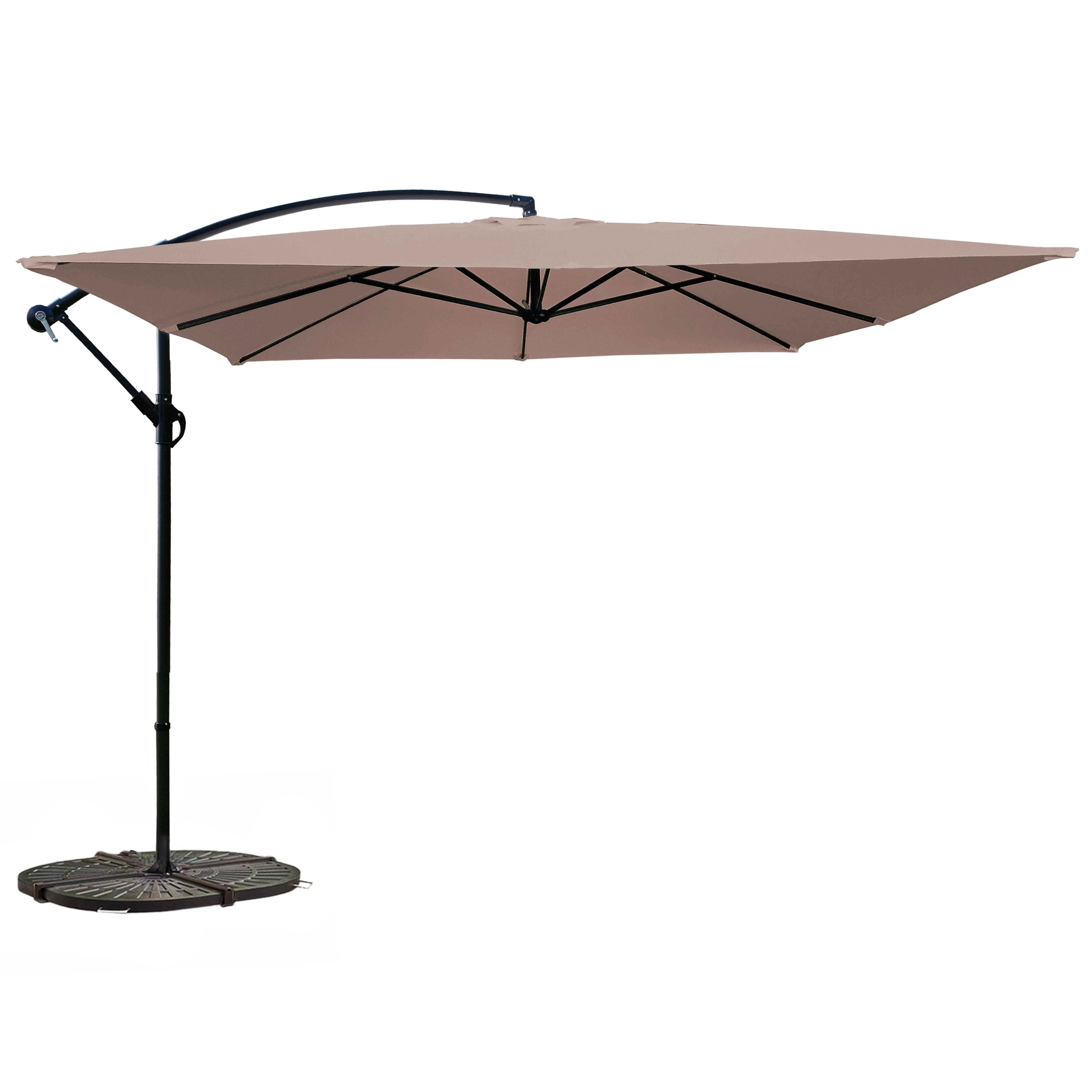 Oviala - Parasol déporté 3x3m et 4 dalles à lestées acier taupe Genova - Oviala - Imagen 1