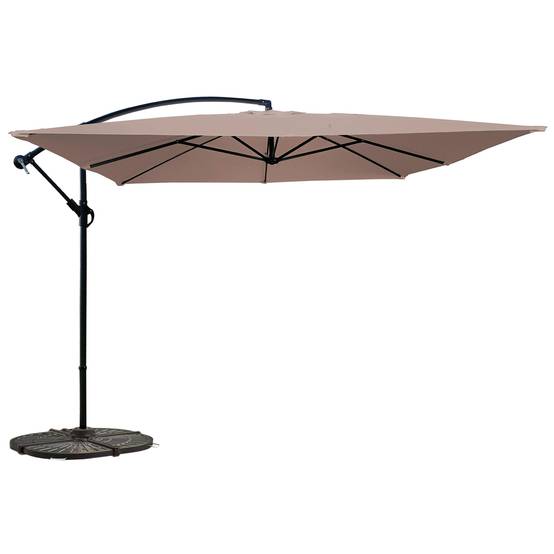 Oviala - Parasol déporté 3x3m et 4 dalles à lestées acier taupe Genova - Oviala - Image 1