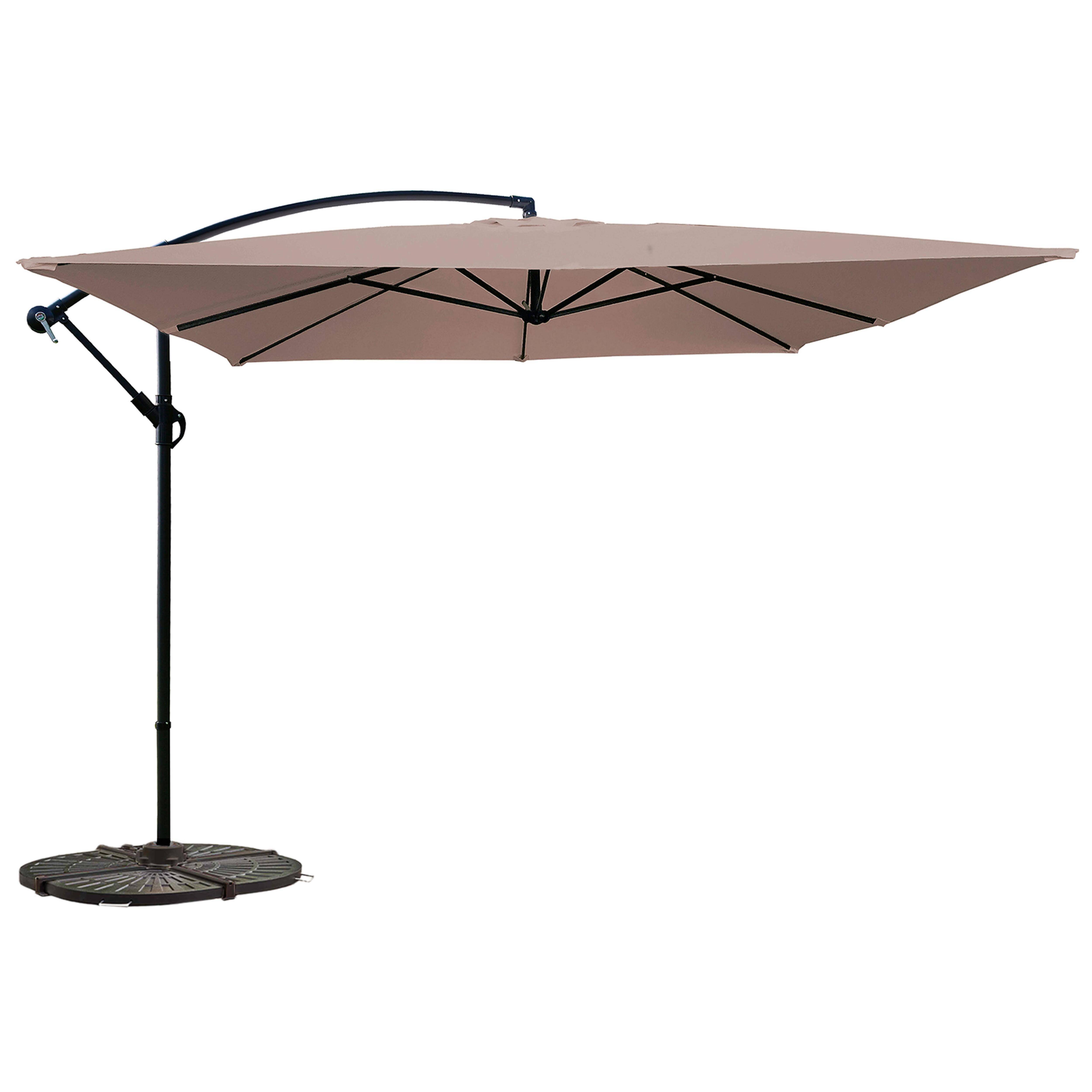 Oviala - Parasol déporté 3x3m et 4 dalles à lestées acier taupe Genova - Oviala - Image 1
