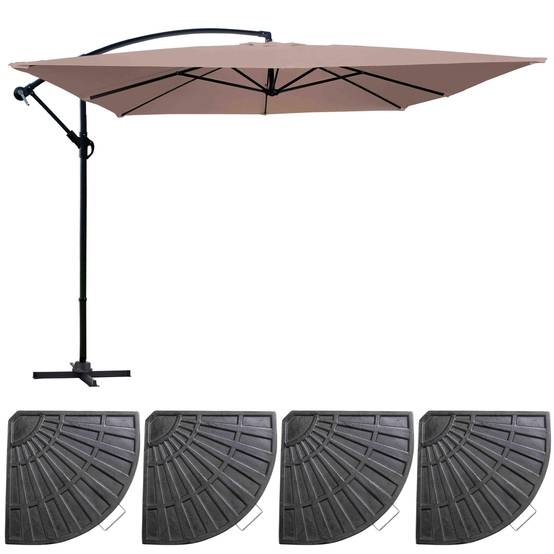 Oviala - Parasol déporté 3x3m et 4 dalles à lestées acier taupe Genova - Oviala - Image 2