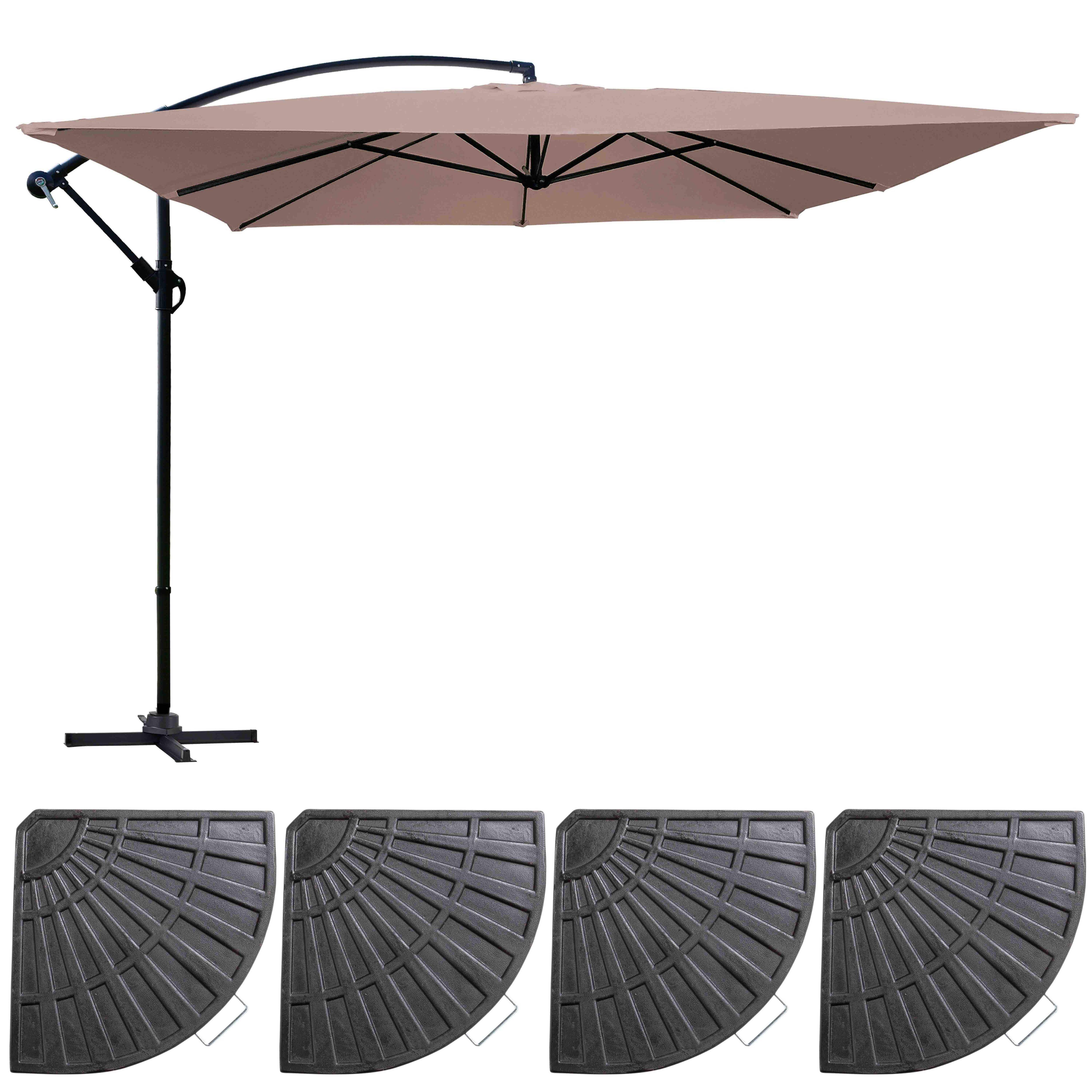 Oviala - Parasol déporté 3x3m et 4 dalles à lestées acier taupe Genova - Oviala - Image 2