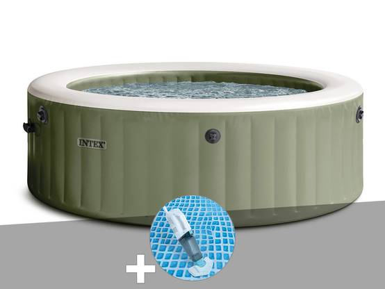 Kit spa gonflable Intex PureSpa Olive rond Bulles 4 places + Aspirateur