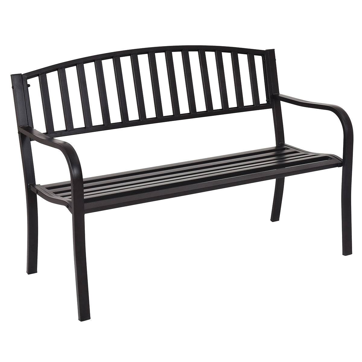 Helloshop26 - Banc de jardin 3 personnes extérieur en acier 127 x 60 x 87 cm noir - Imagen 1
