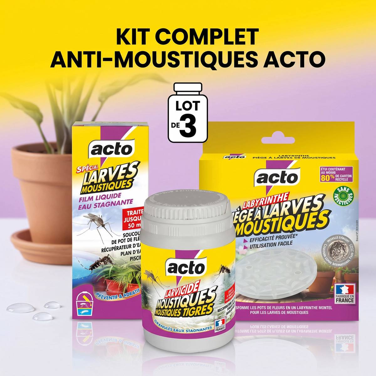 Multitanks - Lot Traitement des Eaux Stagnantes - 3 Solutions Anti-Larves Moustiques Acto - Image 2