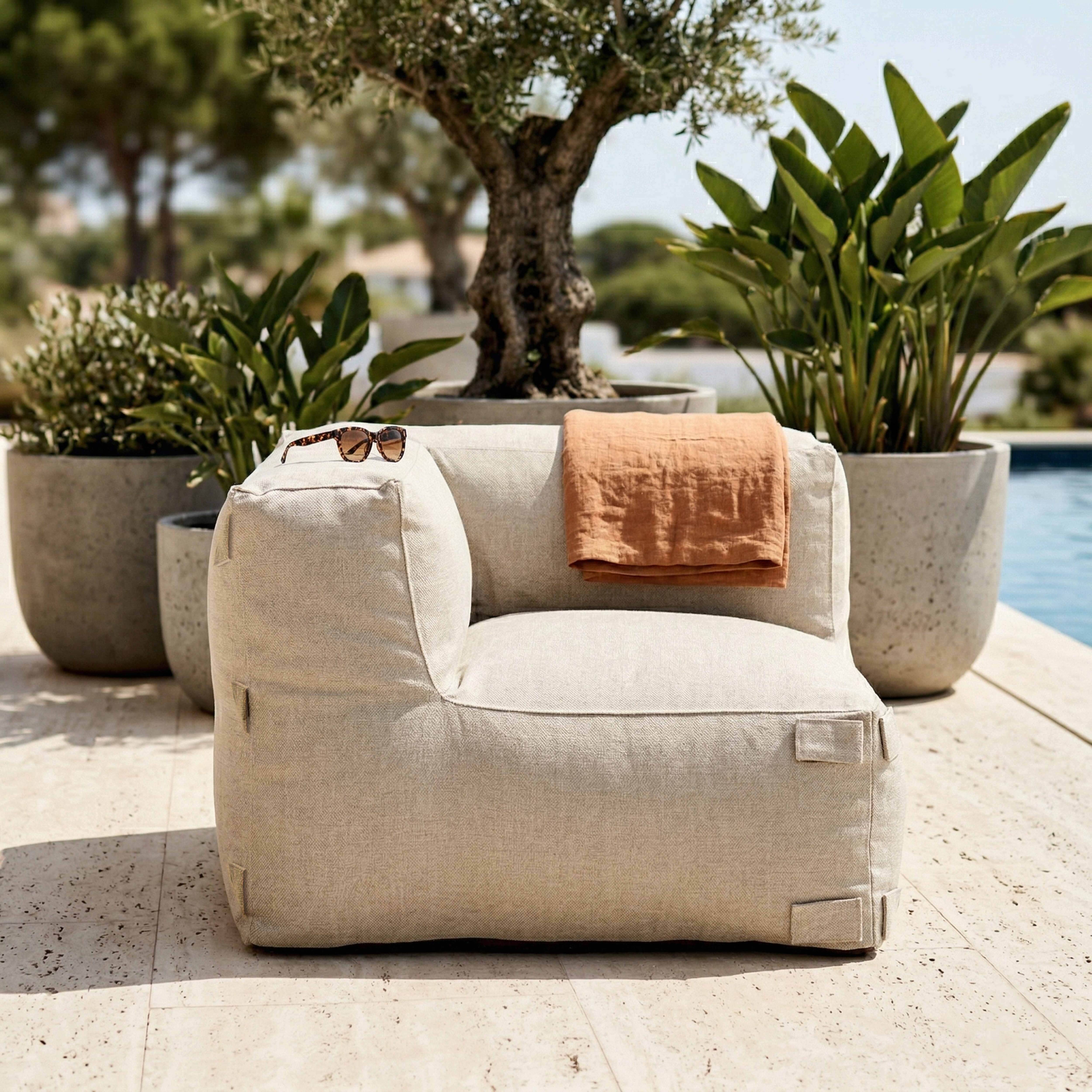 Oviala - Fauteuil d'angle pour canapé modulable beige Mixi - Oviala - Imagen 4