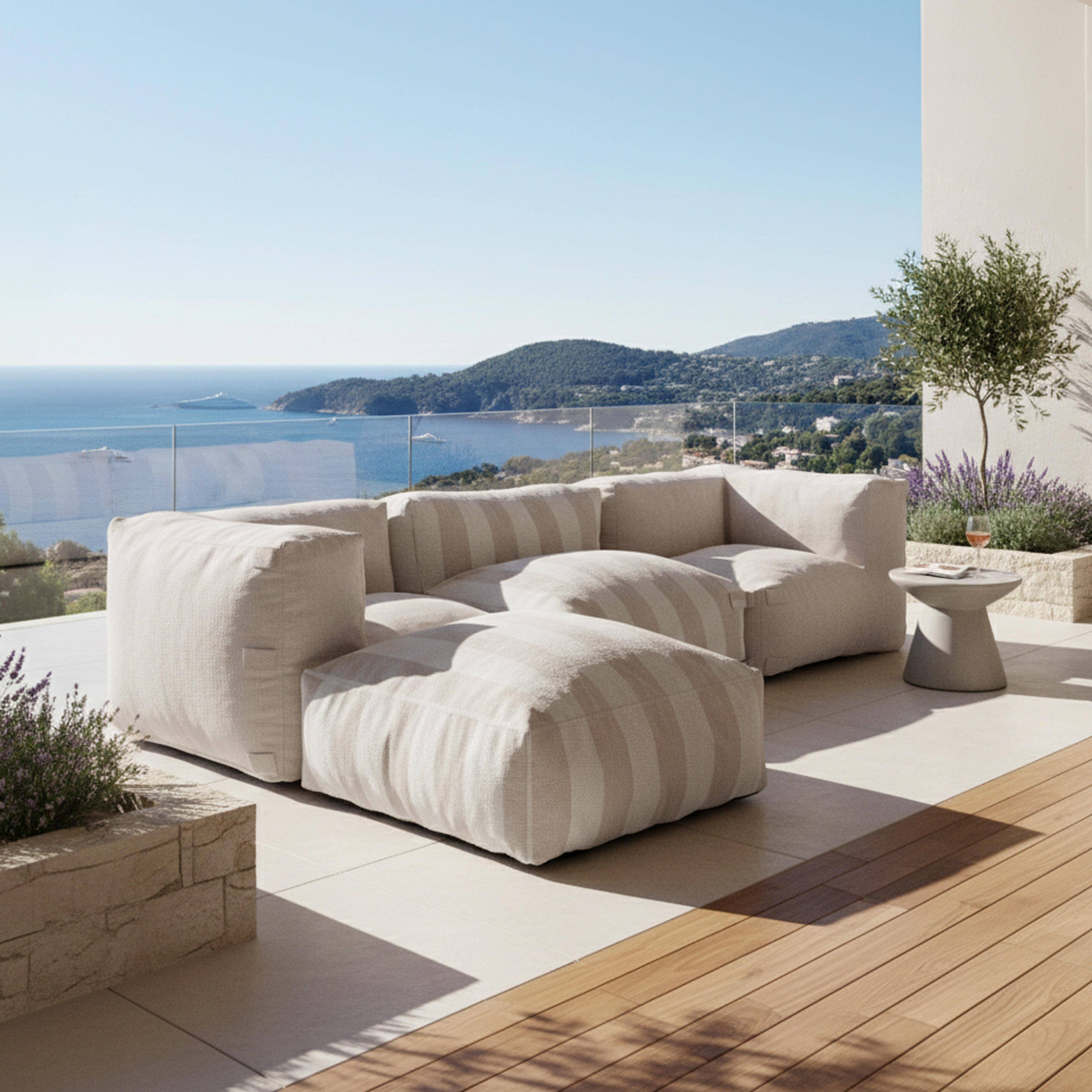 Oviala - Fauteuil d'angle pour canapé modulable beige Mixi - Oviala - Imagen 6