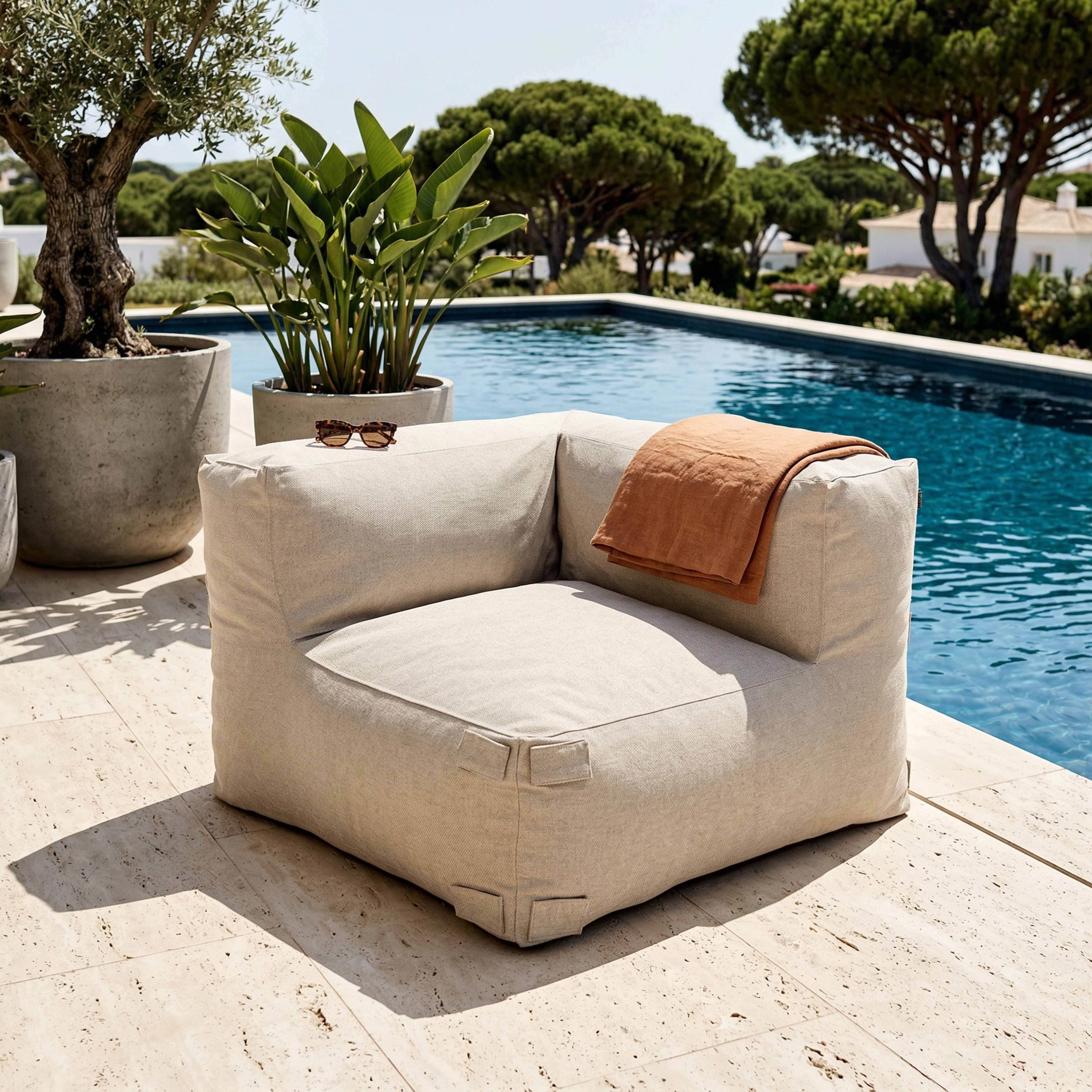 Oviala - Fauteuil d'angle pour canapé modulable beige Mixi - Oviala - Imagen 1