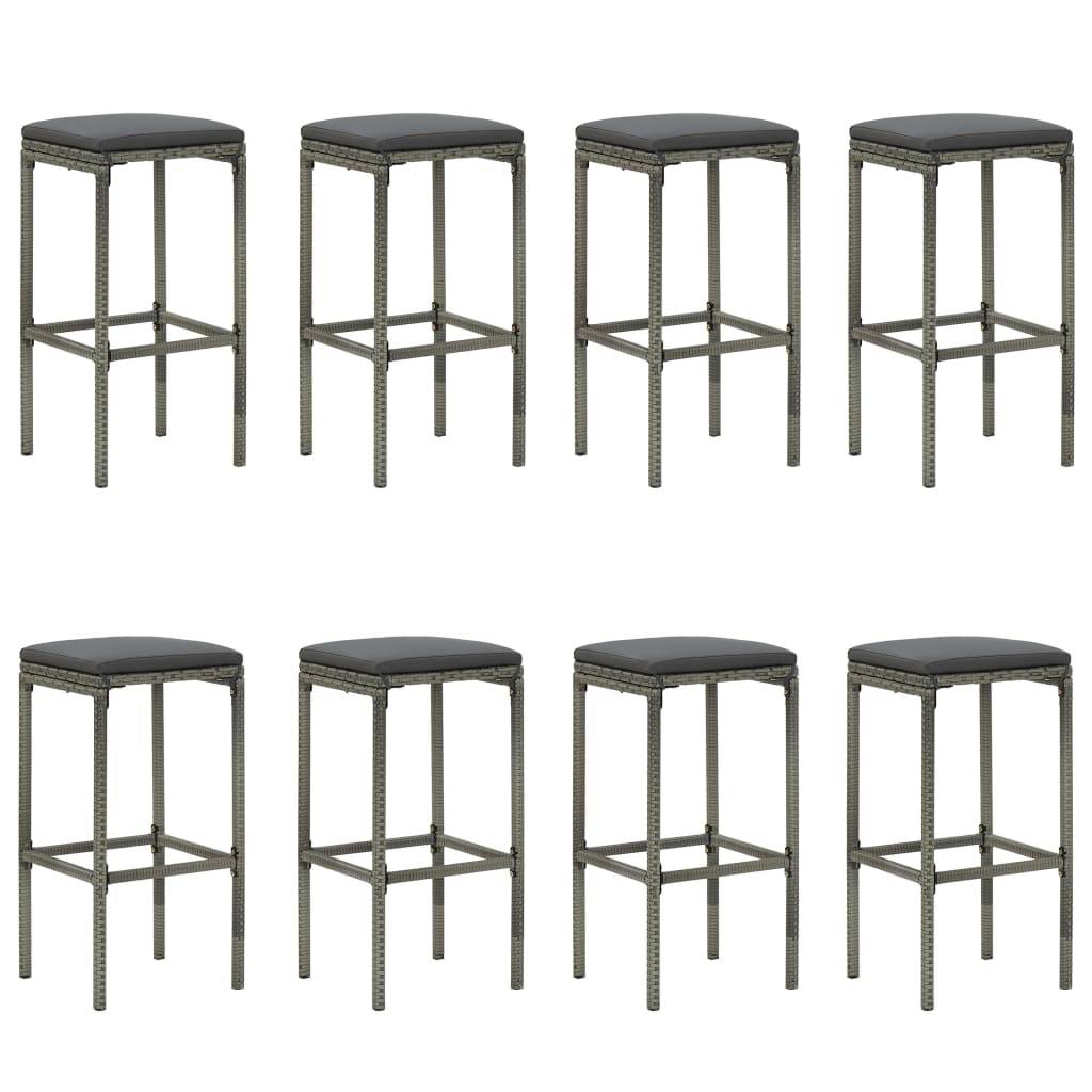 Vidaxl - Ensemble de bar de jardin 9 pcs et coussins Résine tressée Gris vidaXL 3064791 - Imagen 8