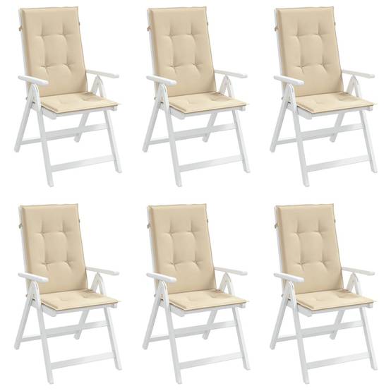 Coussins de chaise de jardin dossier haut lot de 6 polyester beige 120 x 50 x 3 cm - PANGIVO - Image 4