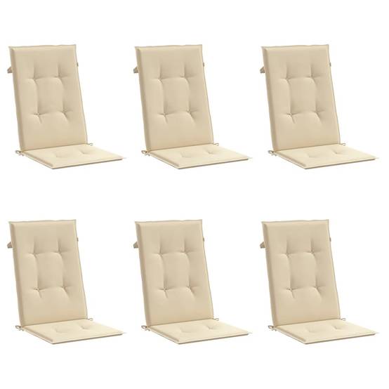 Coussins de chaise de jardin dossier haut lot de 6 polyester beige 120 x 50 x 3 cm - PANGIVO - Image 3