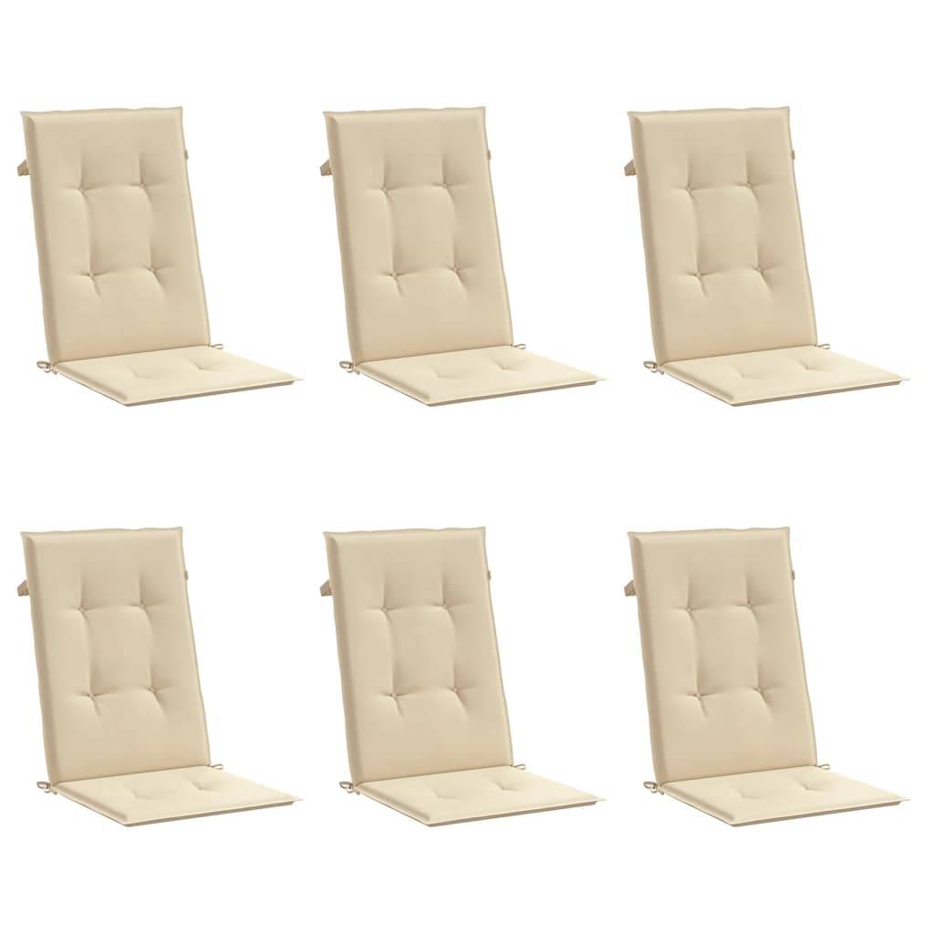 Coussins de chaise de jardin dossier haut lot de 6 polyester beige 120 x 50 x 3 cm - PANGIVO - Image 3