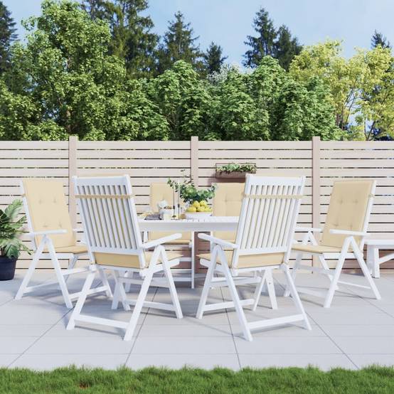 Coussins de chaise de jardin dossier haut lot de 6 polyester beige 120 x 50 x 3 cm - PANGIVO - Image 1