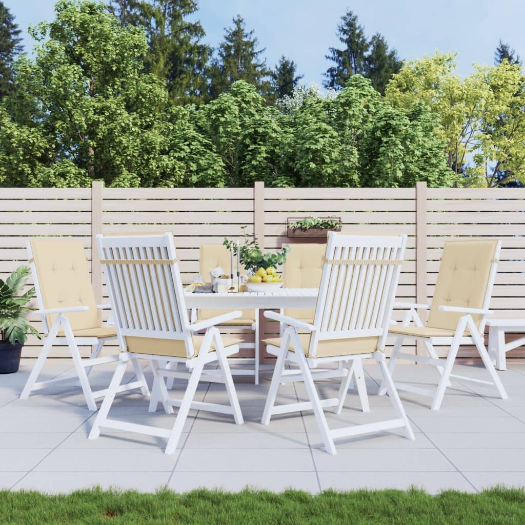 Coussins de chaise de jardin dossier haut lot de 6 polyester beige 120 x 50 x 3 cm - PANGIVO - Image 1