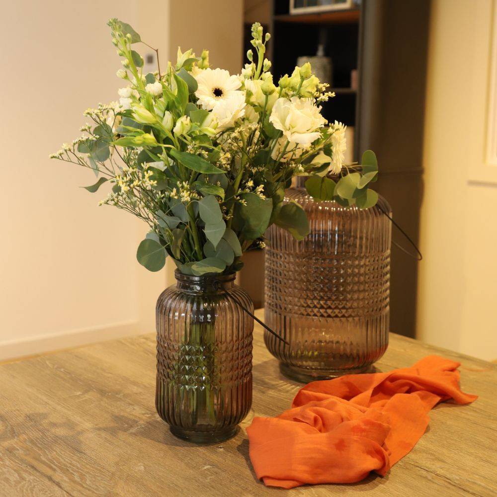 Chemin De Campagne - Vase "Cubes" avec anse métallique - Gris foncé Ø.23 x Ht.38 cm Chemin de campagne - Imagen 2