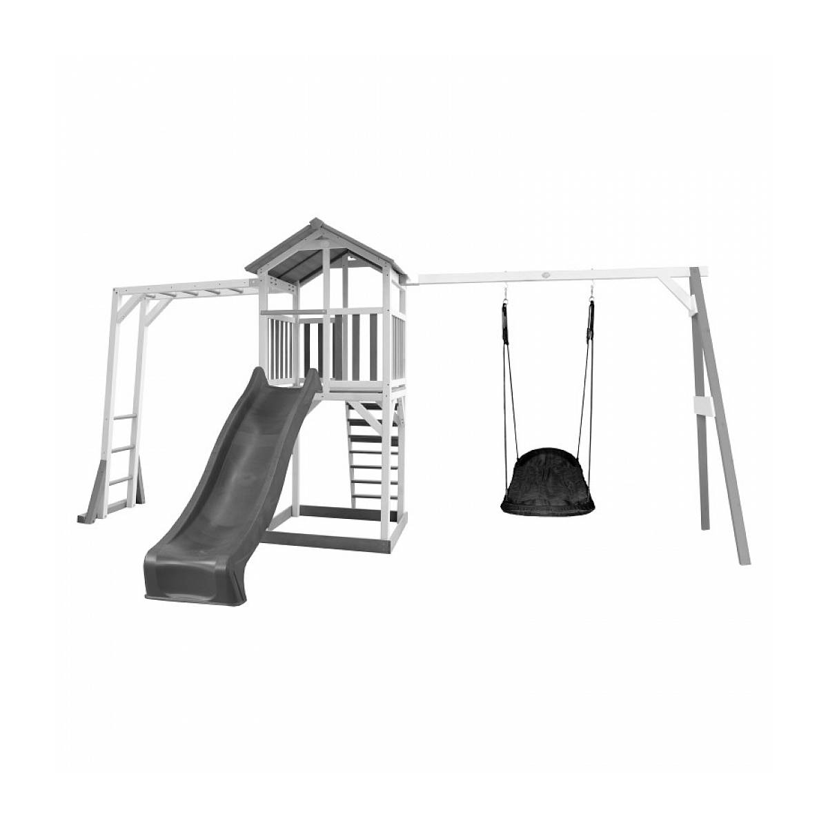 Structure de Jeu AXI Beach Tower Blanc et Gris avec Toboggan, Balançoire et Bac à Sable - Image 1