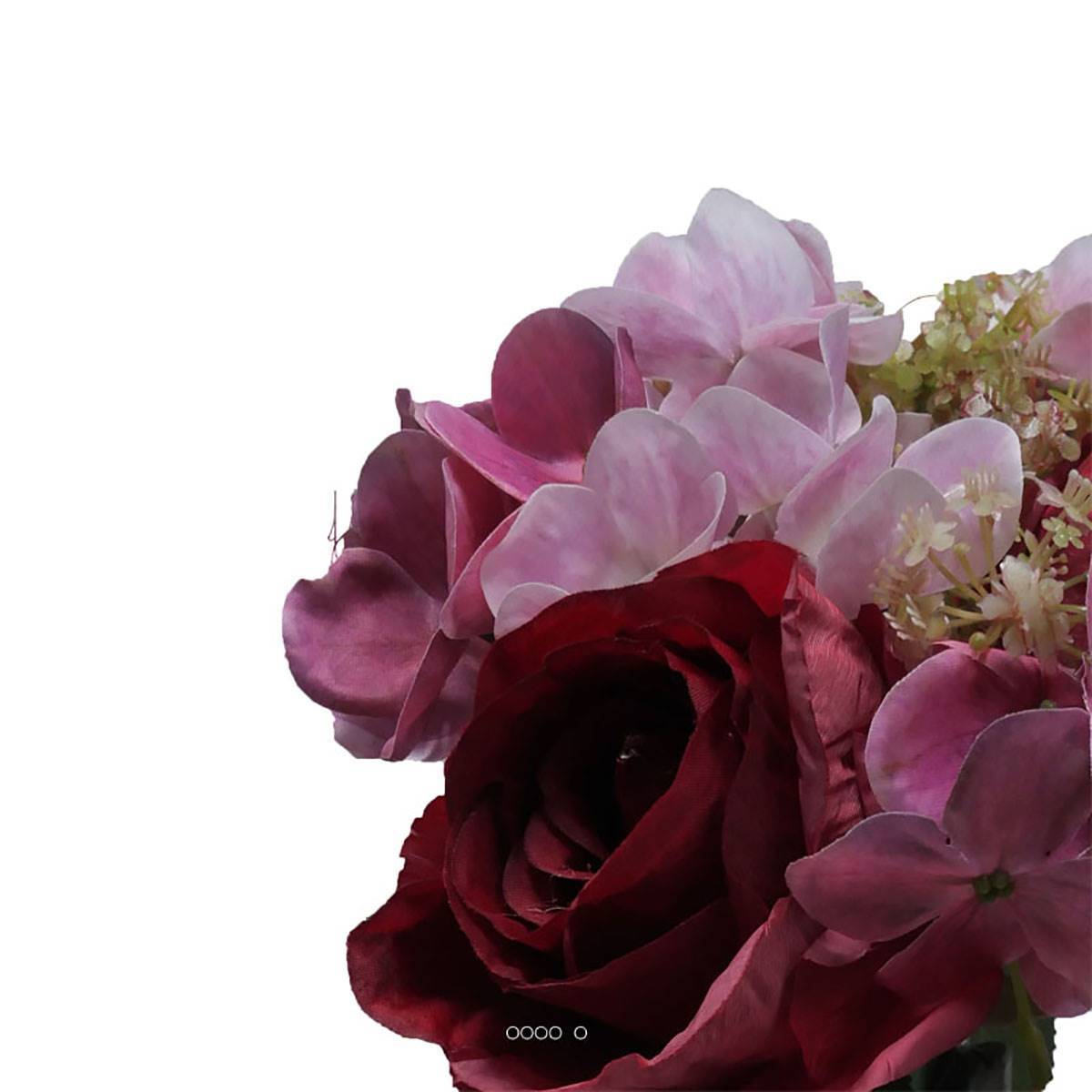 Artificielles - Bouquet de fausses roses et hortensias H 30 cm 6 têtes Rose - couleur: Rose - Imagen 3