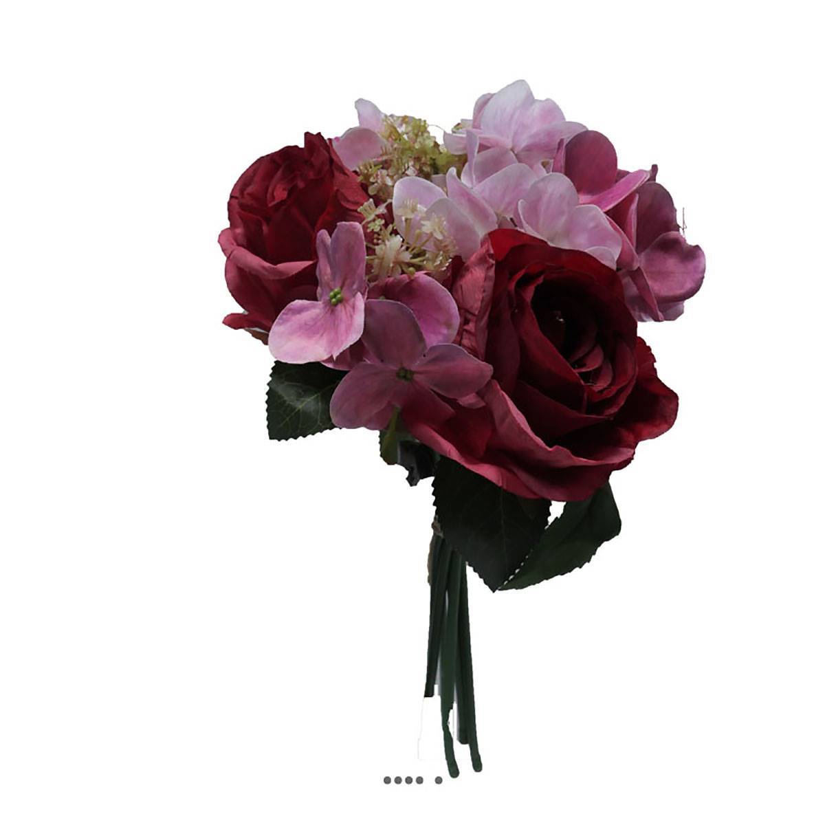 Artificielles - Bouquet de fausses roses et hortensias H 30 cm 6 têtes Rose - couleur: Rose - Imagen 1