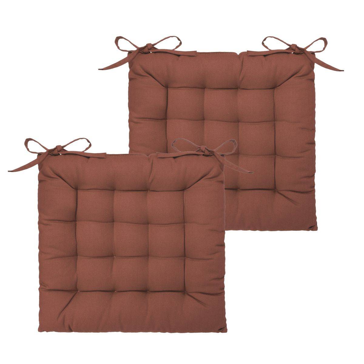 Lot de 2 Galettes de chaise en Coton Terracotta 38 x 38 cm - Imagen 1