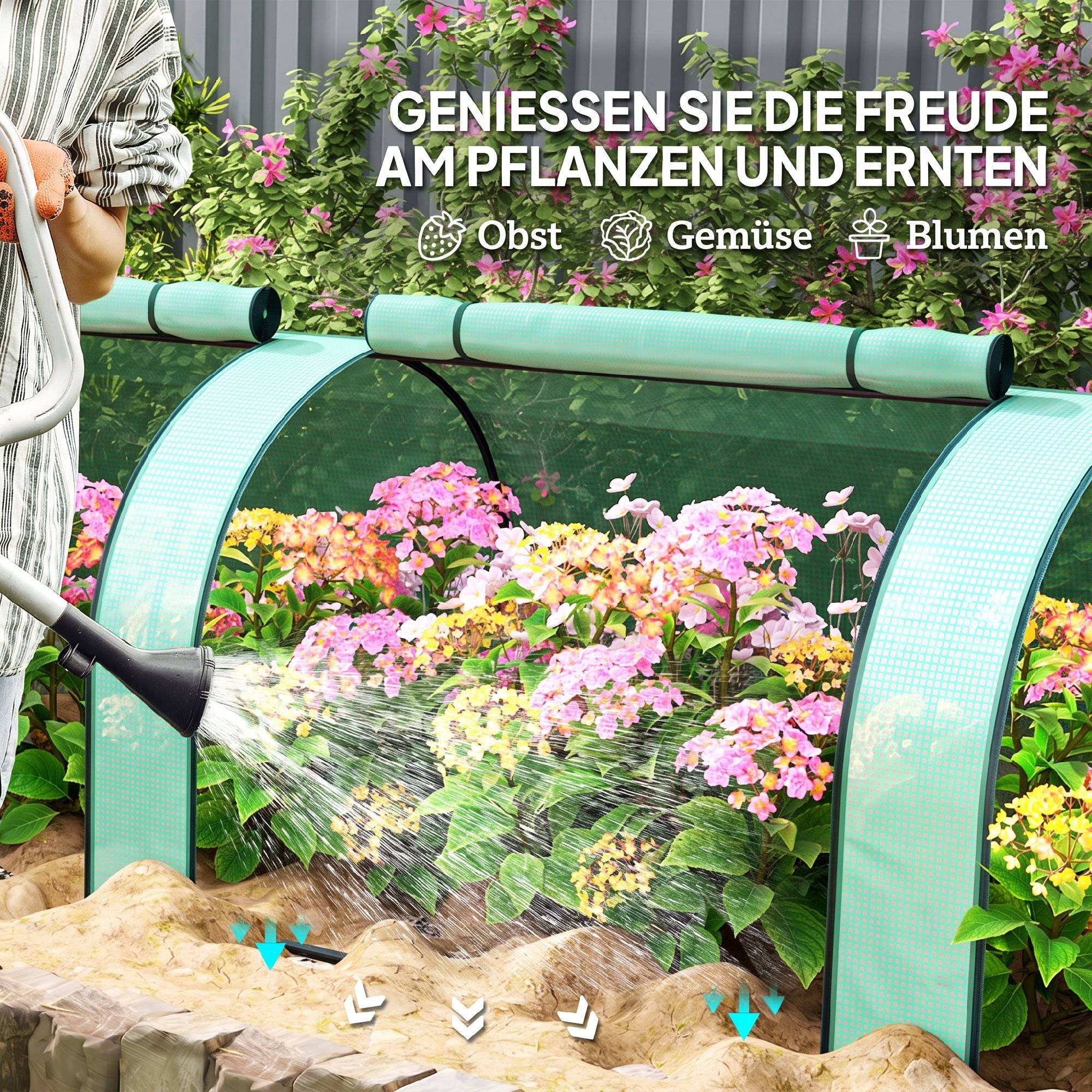 ComfortXL - Serre tunnel PE acier 350 x 100 x 80 cm verte pour potager protection des cultures et ventilation réglable - Image 7