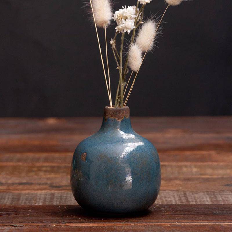 Vase Soliflore Céramique gris bleu 10x9cm
