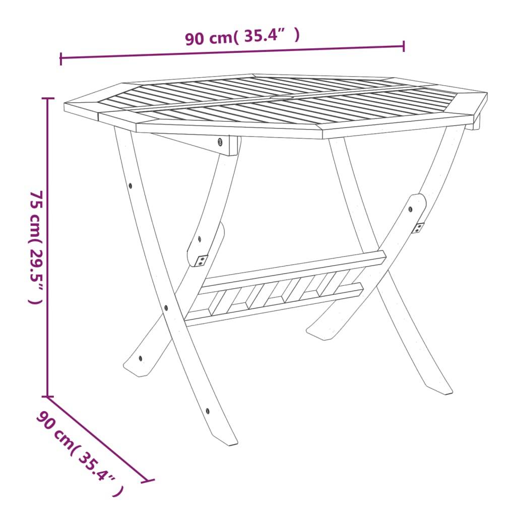 Table pliable de jardin bois d'acacia 90 x 75 cm - PANGIVO - Image 7