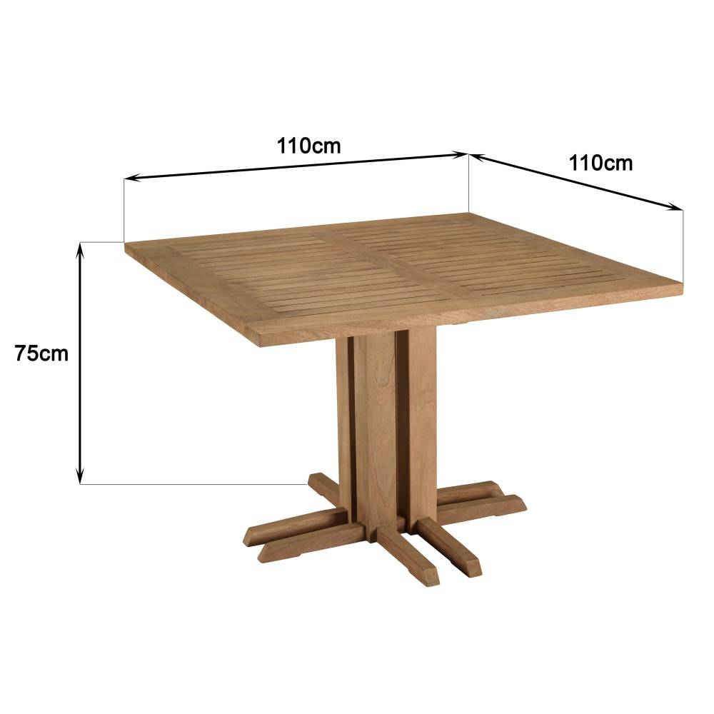 Macabane - KALLY - Table à manger jardin carrée 110x110cm en bois teck recyclé - Imagen 10