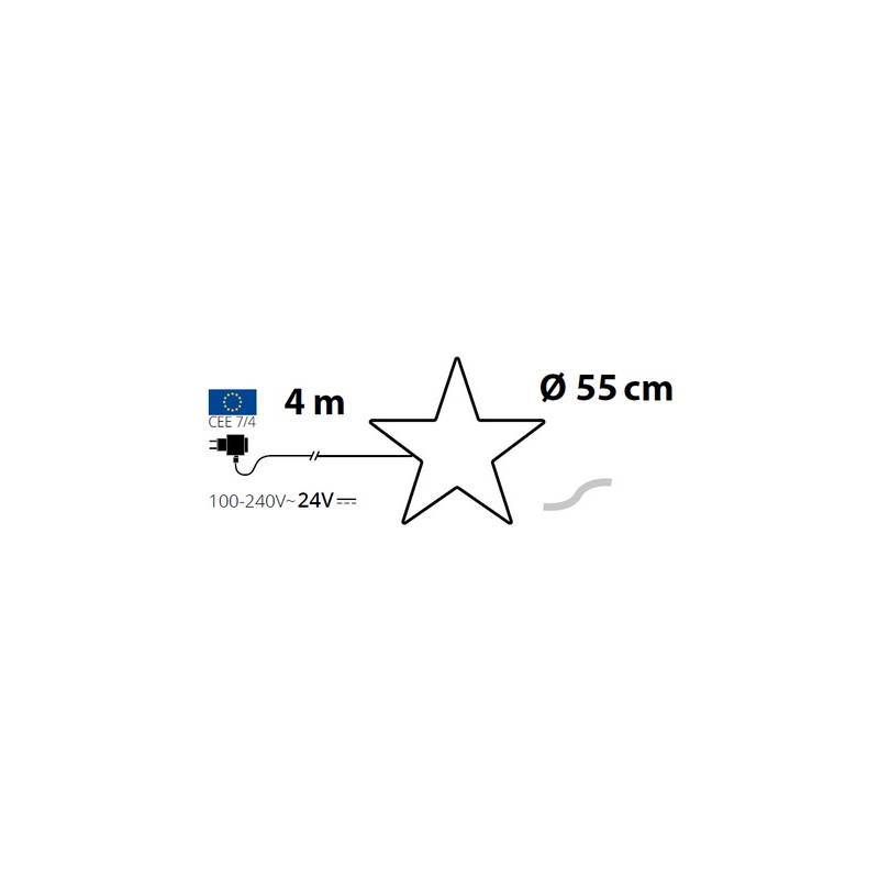 Lotti - Etoile lumineuse 55CM 192 LED blanc froid flash scintillant 24V tube néon IP44 extérieur Lotti - Imagen 2