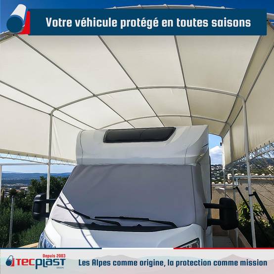Bâche pour Carport 3x3 m LP506CP Blanc Crème - Garantie 5 ans - Toile PVC étanche pour abri de voiture TECPLAST - Image 2
