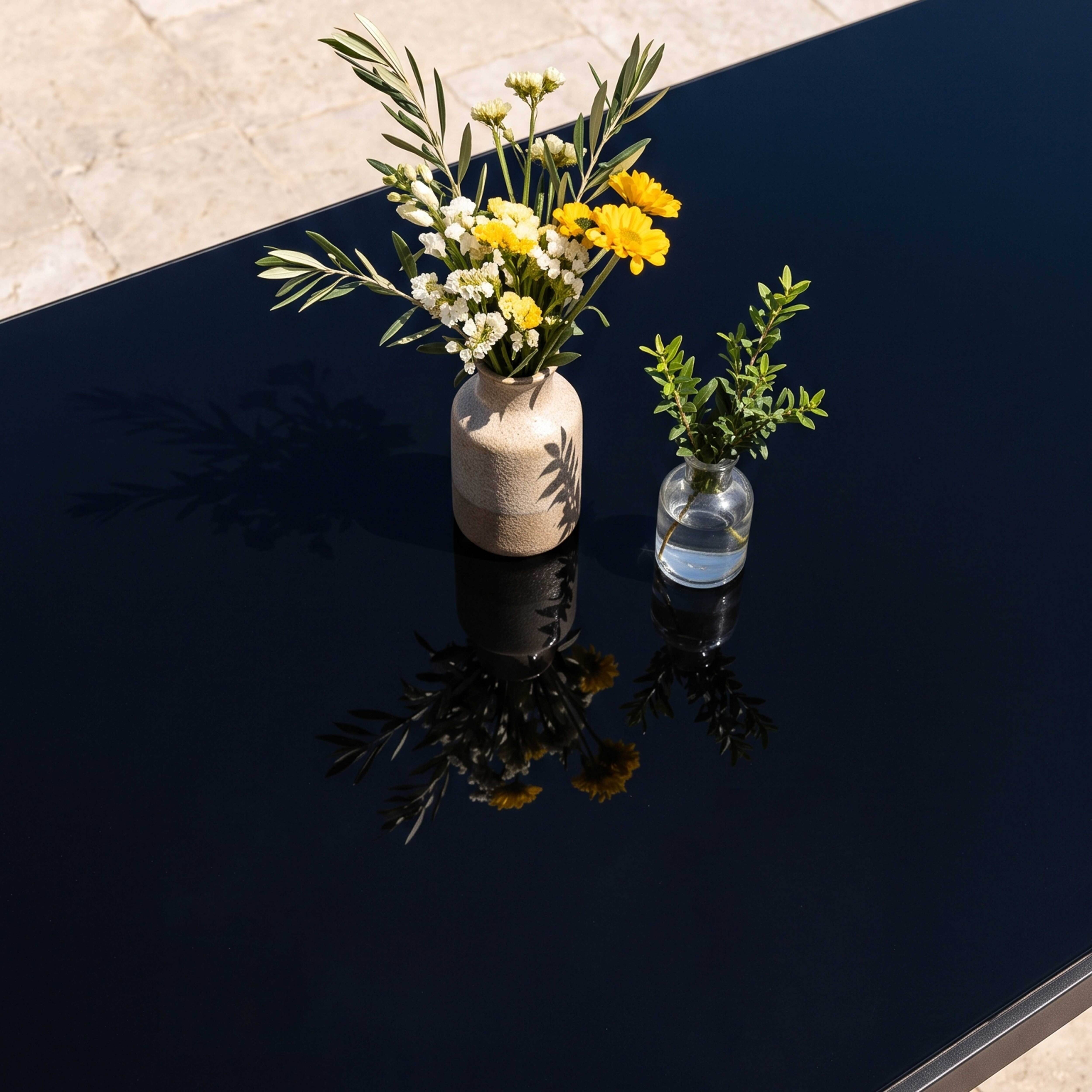 Oviala - Table de jardin en aluminium 8 places 180 cm gris anthracite Ajaccio - Oviala - Imagen 4