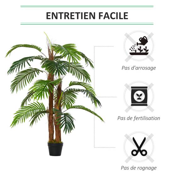 Palmier Artificiel Hauteur 1,2 m Arbre Artificiel Tronc Branches Lichen Feuilles Grand réalisme Pot Inclus - Image 8
