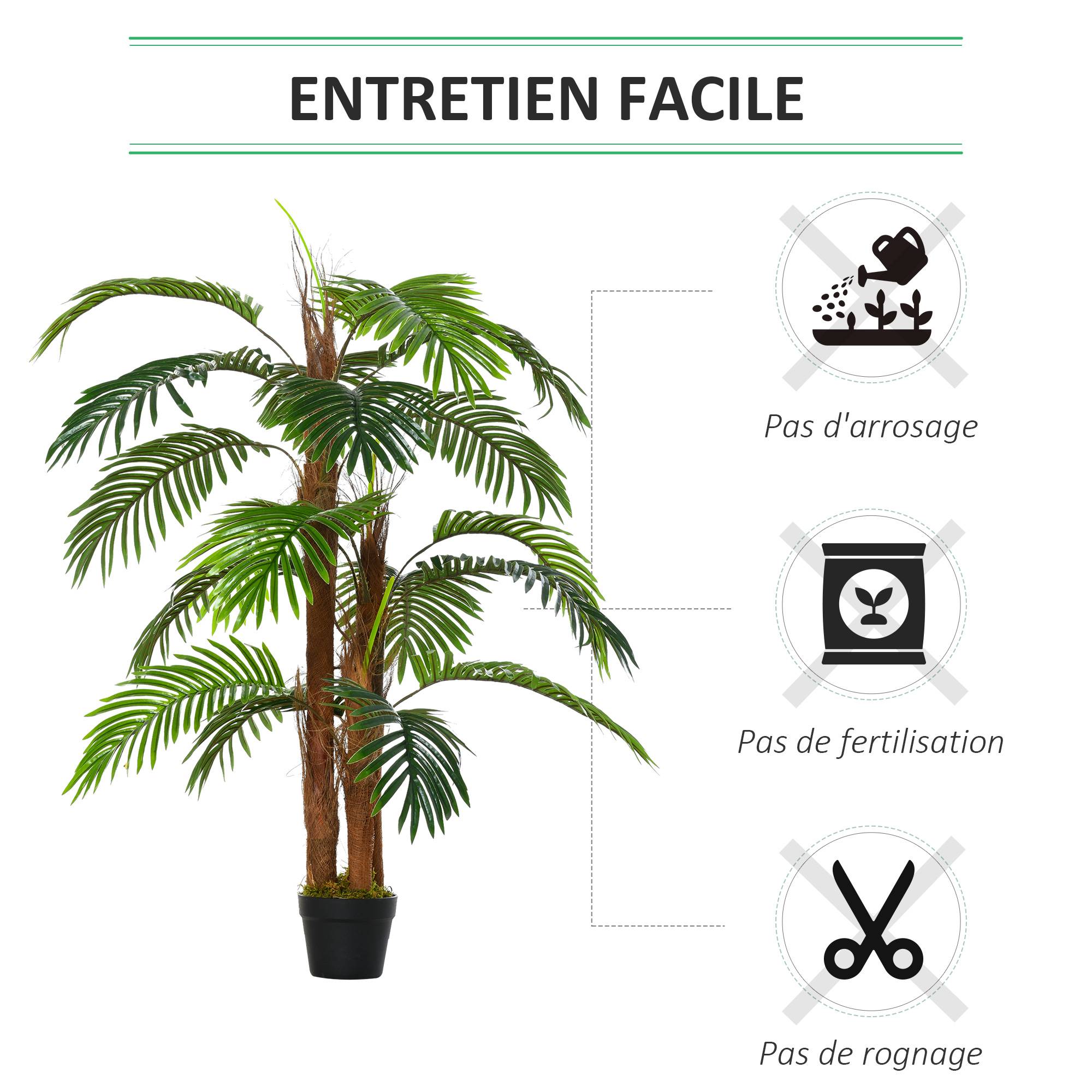 Palmier Artificiel Hauteur 1,2 m Arbre Artificiel Tronc Branches Lichen Feuilles Grand réalisme Pot Inclus - Image 8