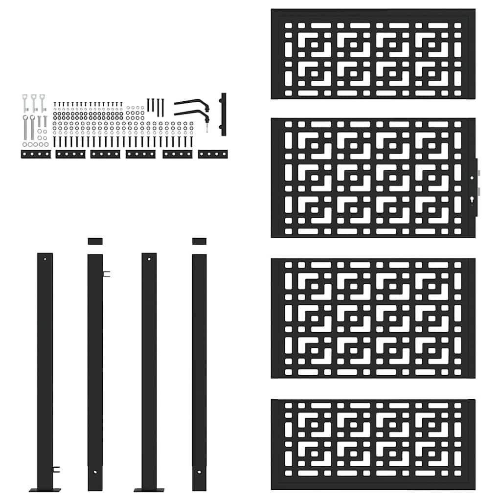 ComfortXL - Portail d'Allée Robuste en Acier Design Croix Découpe Laser pour Clôture Noir 105x180 cm – ComfortXL Outdoor Living - Image 4